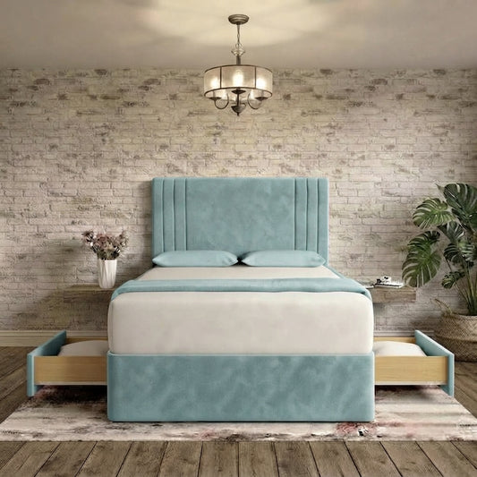 Augustus Divan Bed - Duck Egg Plush Velvet