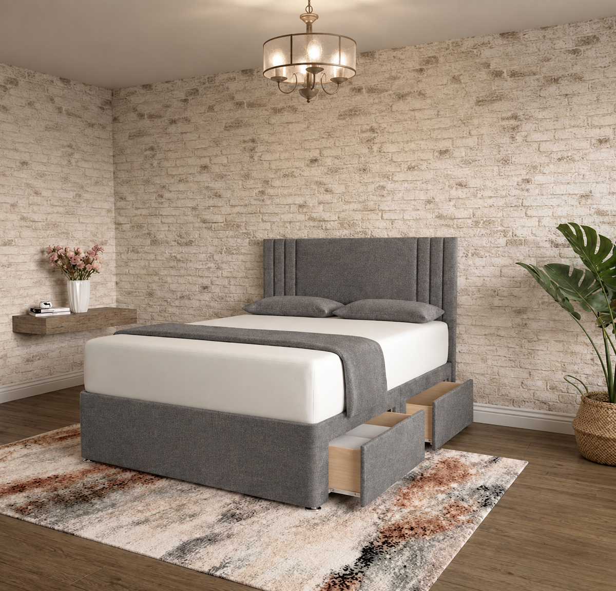 Augustus Divan Bed - Graphite Linen