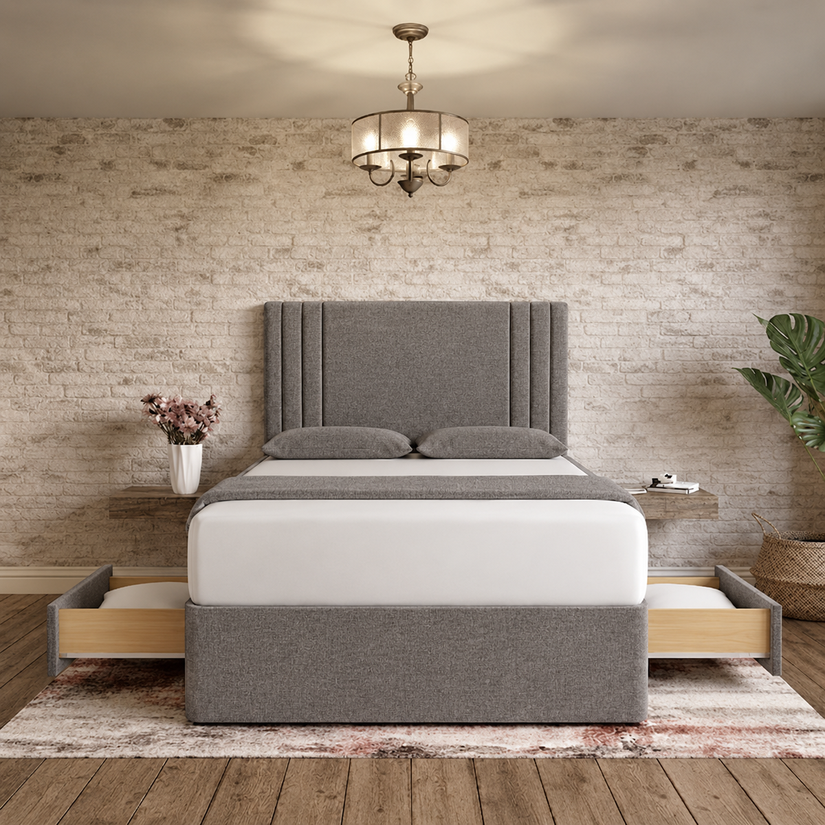 Augustus Divan Bed - Graphite Linen