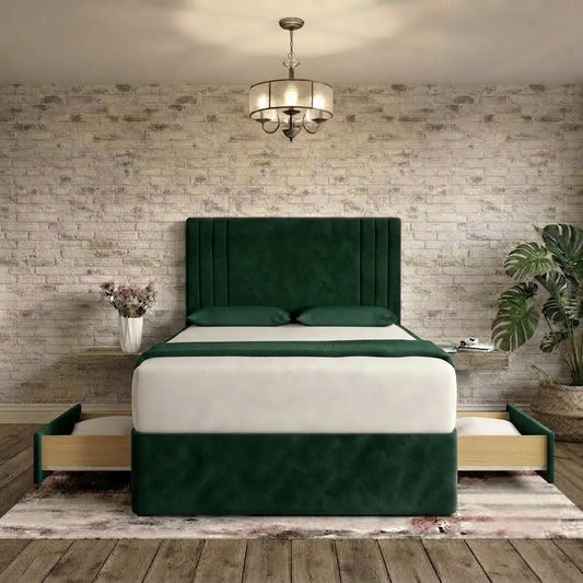 Augustus Divan Bed - Green Plush Velvet