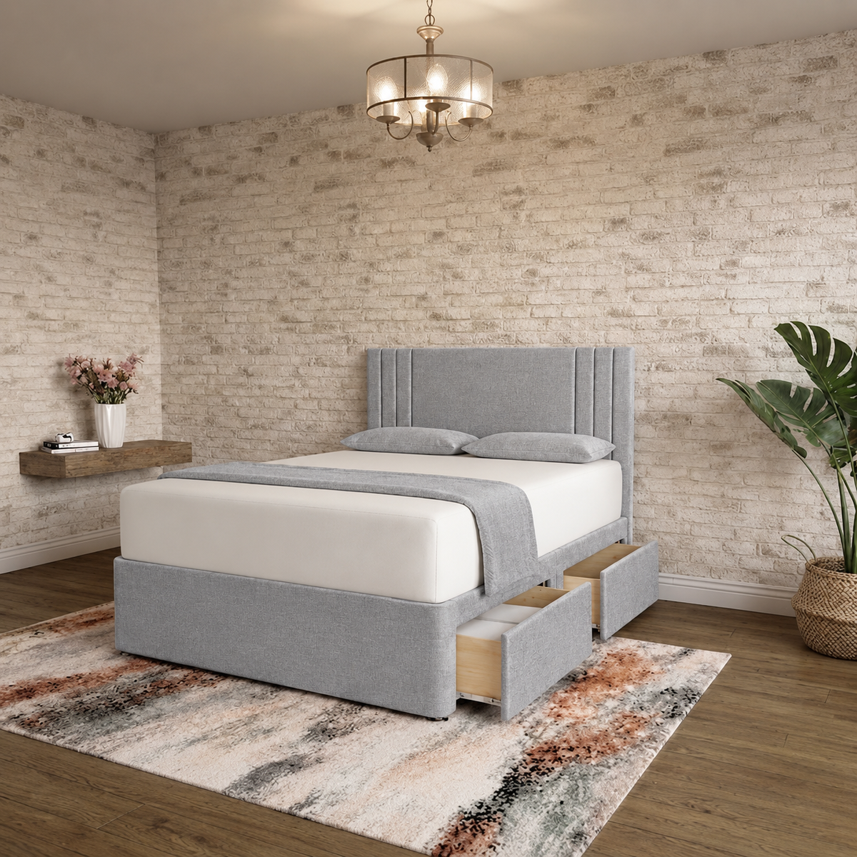 Augustus Divan Bed - Grey Chenille