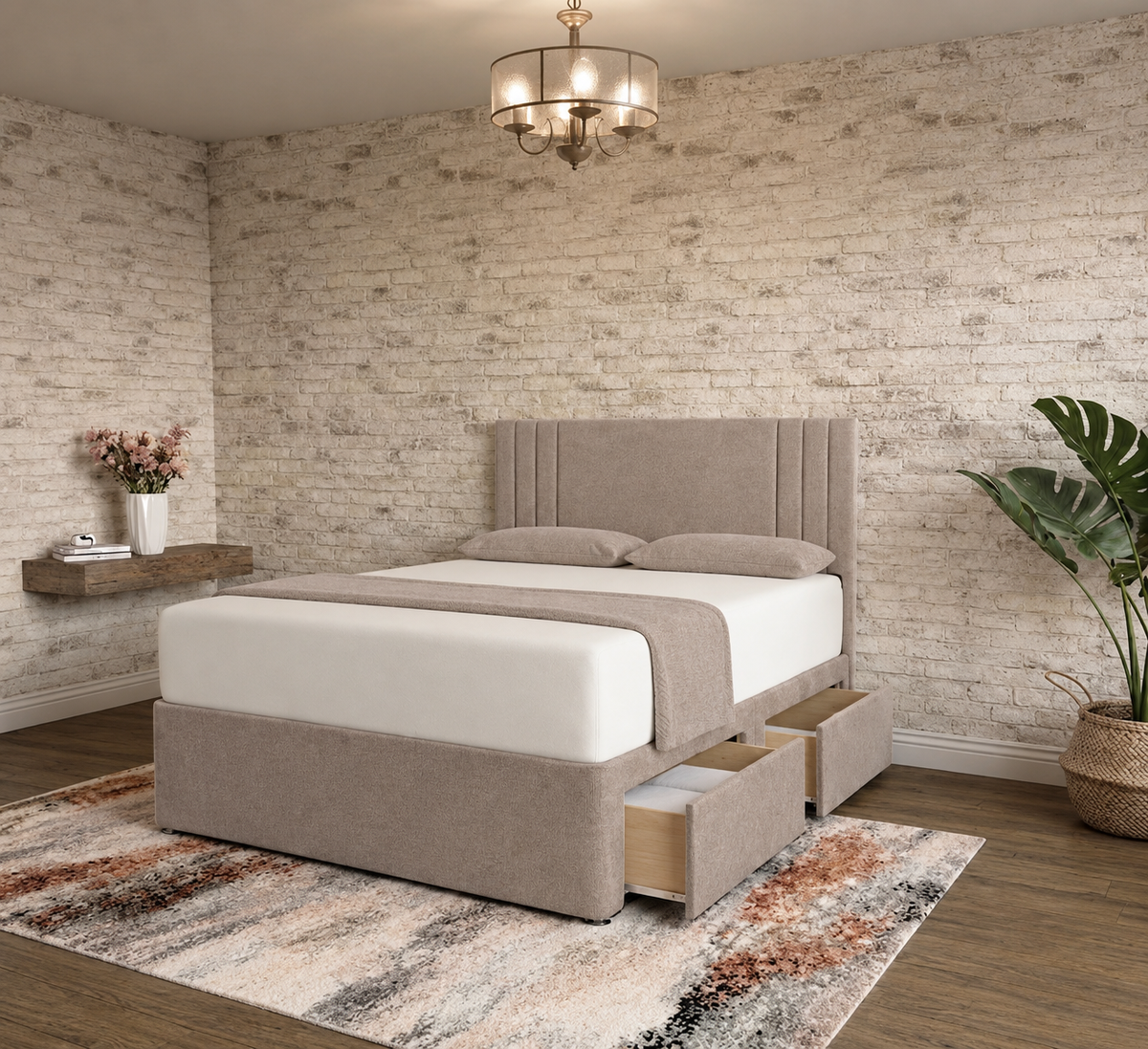Augustus Divan Bed - Latte Wool