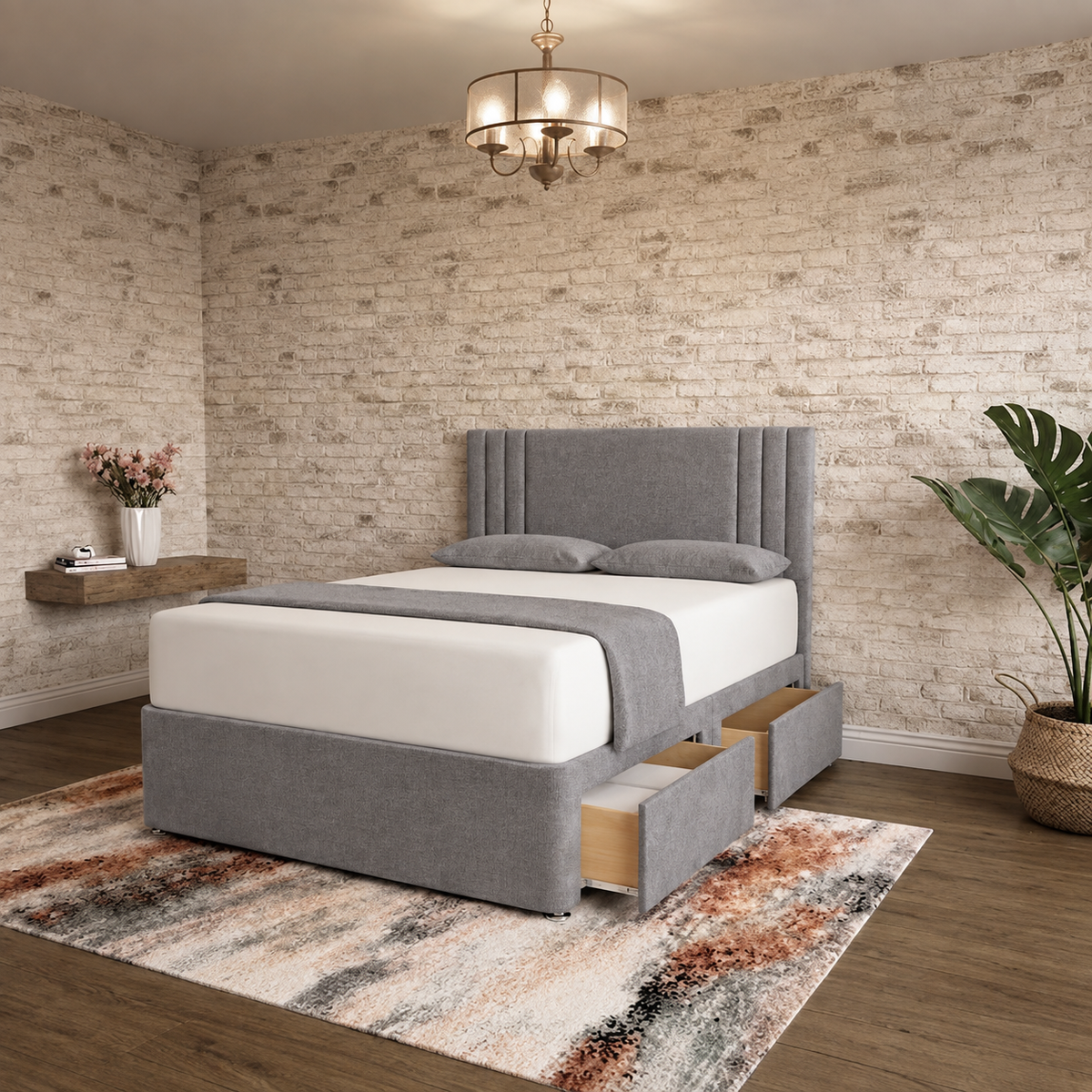 Augustus Divan Bed - Pewter Wool