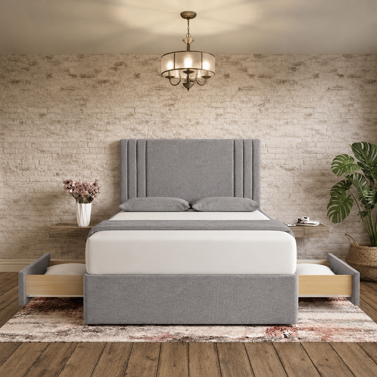 Augustus Divan Bed - Pewter Wool