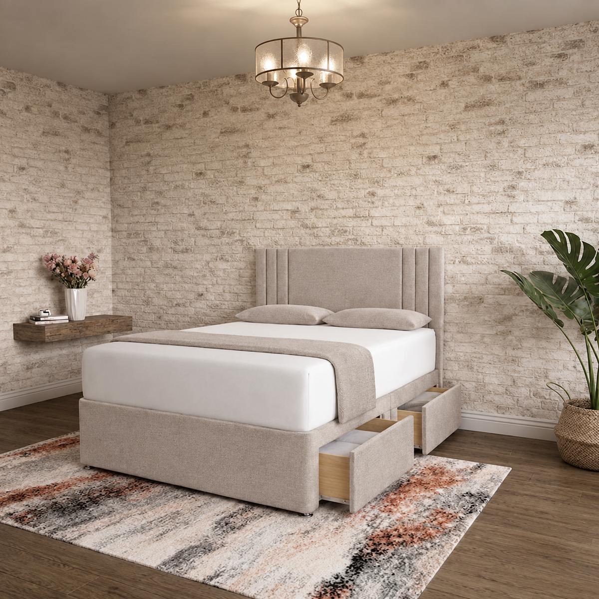 Augustus Divan Bed - Putty Linen