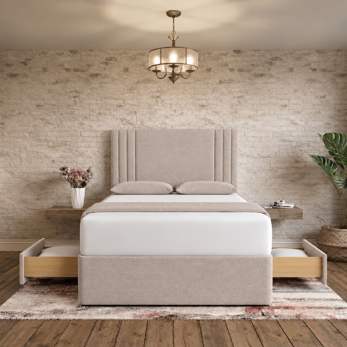 Augustus Divan Bed - Putty Linen