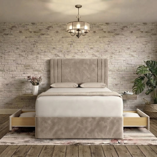 Augustus Divan Bed - Putty Plush Velvet