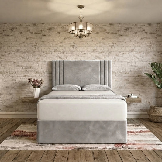 Augustus Divan Bed - Silver Plush Velvet
