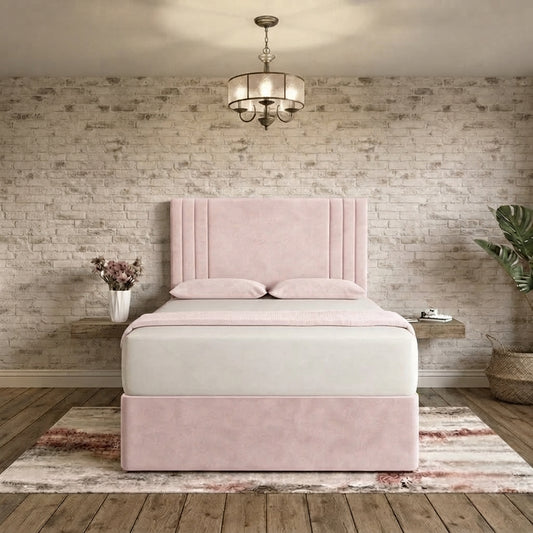 Augustus Divan Bed - Soft Pink Plush Velvet