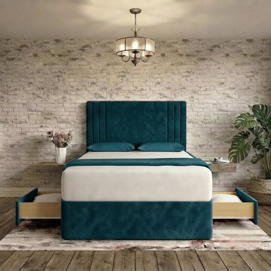 Augustus Divan Bed - Teal Plush Velvet