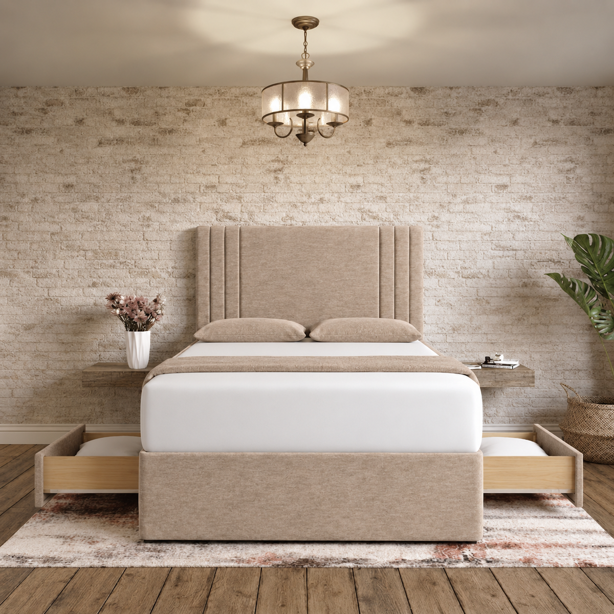 Augustus Divan Bed - Mink Chenille