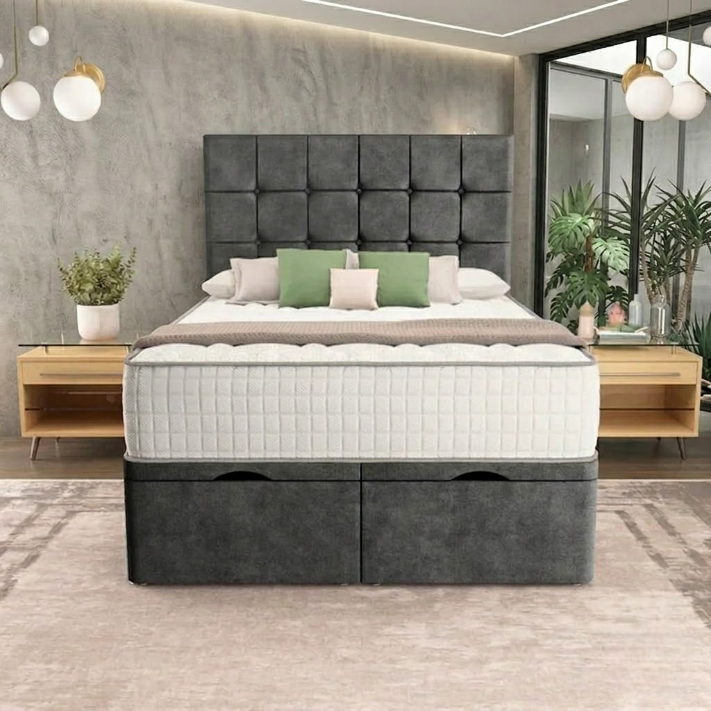 Regent Ottoman Divan Bed - Green Plush Velvet