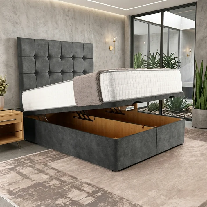 Regent Ottoman Divan Bed - Green Plush Velvet