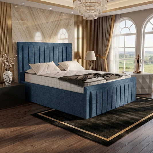Brooklyn Upholstered Ottoman Bed - Blue Chenille