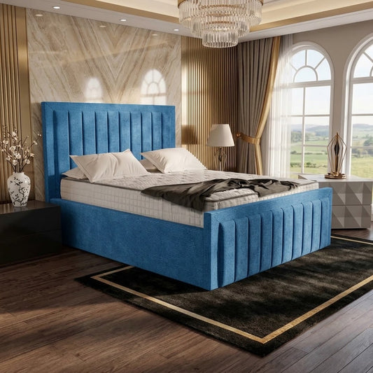 Brooklyn Upholstered Ottoman Bed - Blue Naples