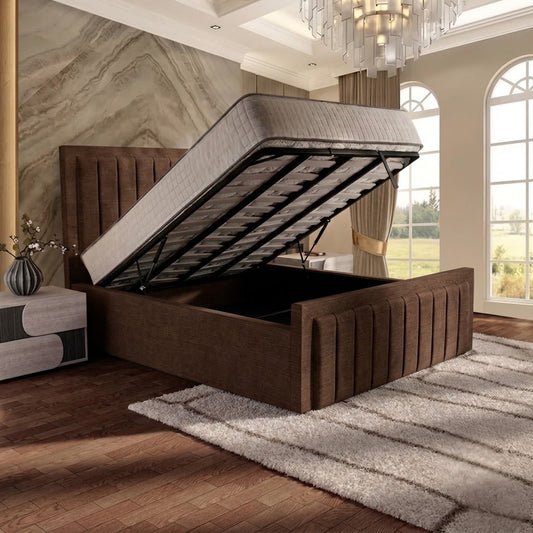 Brooklyn Upholstered Ottoman Bed - Brown Chenille