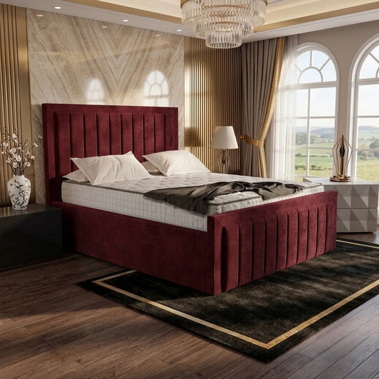 Brooklyn Upholstered Ottoman Bed - Burgundy Plush Velvet