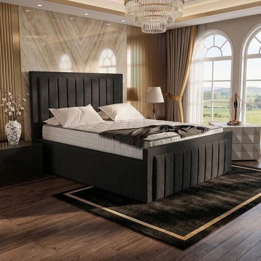 Brooklyn Upholstered Ottoman Bed - Charcoal Linen
