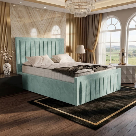 Brooklyn Upholstered Ottoman Bed - Duck Egg Plush Velvet