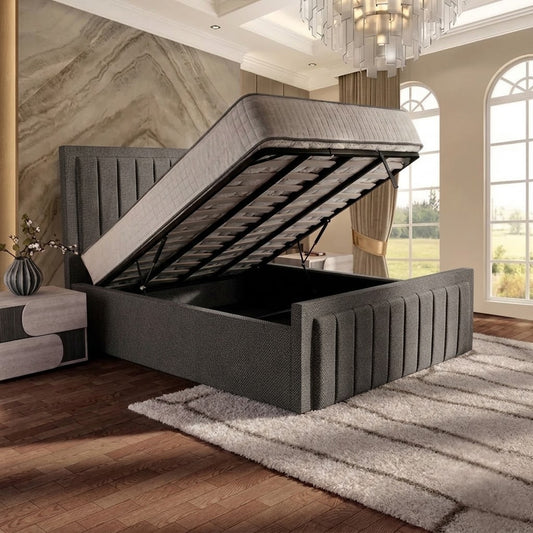Brooklyn Upholstered Ottoman Bed - Graphite Linen