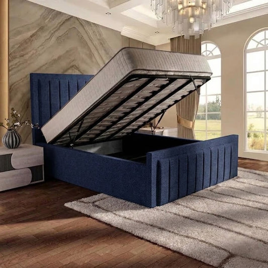 Brooklyn Upholstered Ottoman Bed - Midnight Linen