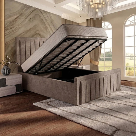 Brooklyn Upholstered Ottoman Bed - Pewter Wool