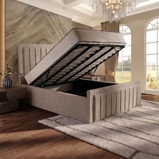 Brooklyn Upholstered Ottoman Bed - Putty Linen