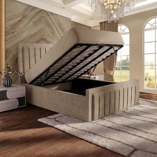 Brooklyn Upholstered Ottoman Bed - Putty Plush Velvet
