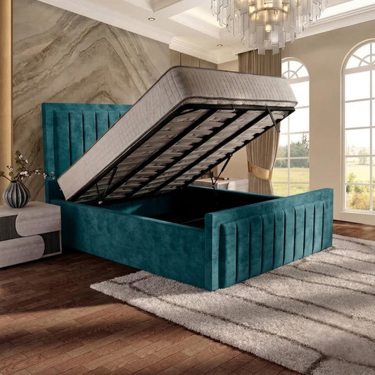 Brooklyn Upholstered Ottoman Bed - Teal Plush Velvet