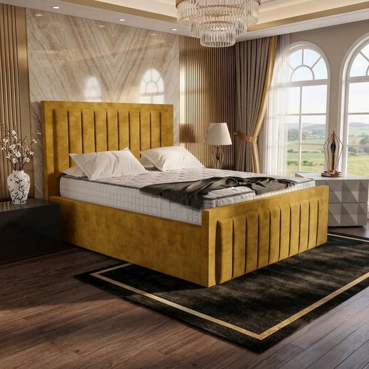 Brooklyn Upholstered Ottoman Bed - Tumeric Plush Velvet
