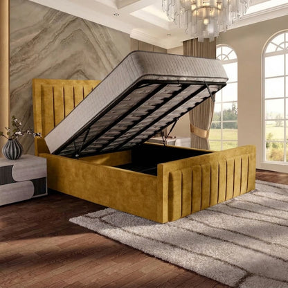 Brooklyn Upholstered Ottoman Bed - Tumeric Plush Velvet