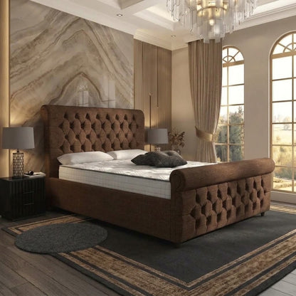 Buckingham Upholstered Ottoman Bed - Brown Chenille