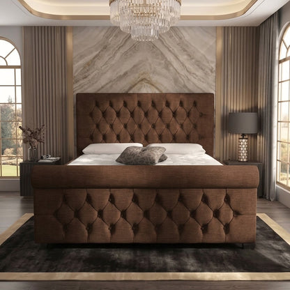 Buckingham Upholstered Ottoman Bed - Brown Chenille