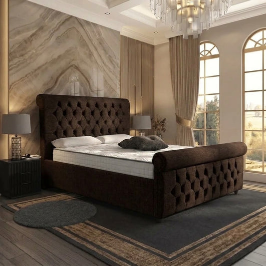 Buckingham Upholstered Ottoman Bed - Brown Naples
