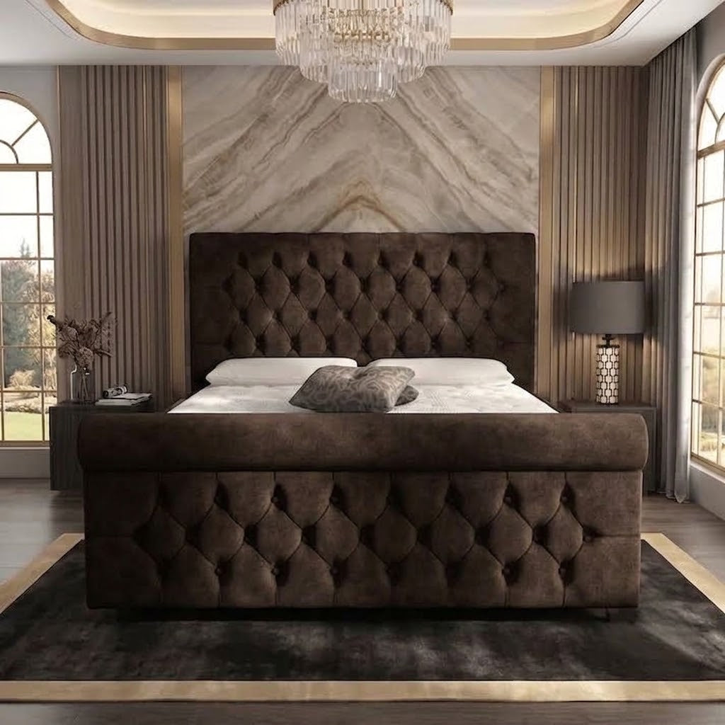 Buckingham Upholstered Ottoman Bed - Brown Naples