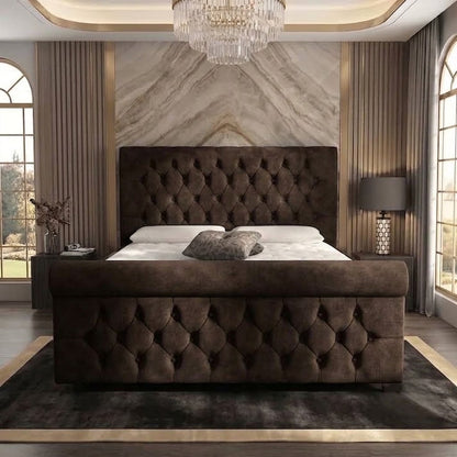 Buckingham Upholstered Ottoman Bed - Brown Naples