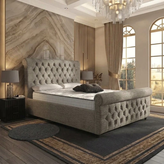 Buckingham Upholstered Ottoman Bed - Charcoal Chenille