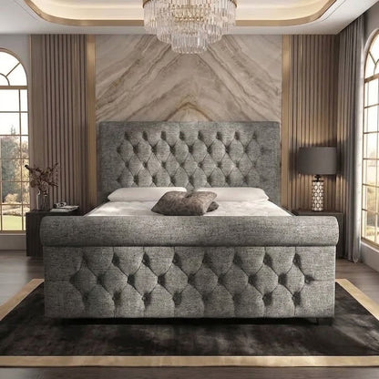 Buckingham Upholstered Ottoman Bed - Charcoal Chenille