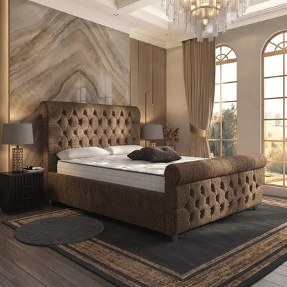 Buckingham Upholstered Ottoman Bed - Chocolate Plush Velvet