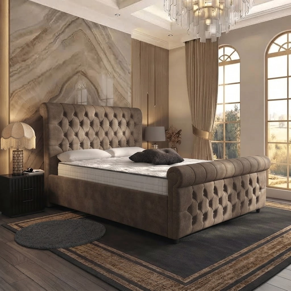 Buckingham Upholstered Ottoman Bed - Clay Wool