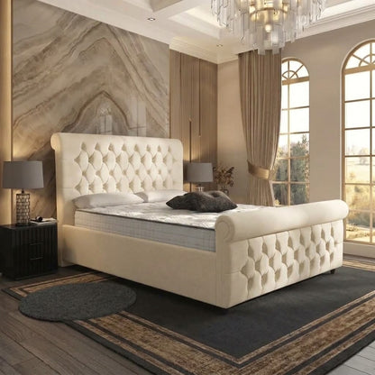 Buckingham Upholstered Ottoman Bed - Cream Naples