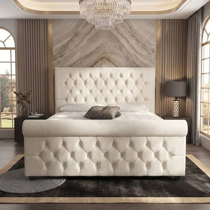 Buckingham Upholstered Ottoman Bed - Cream Naples