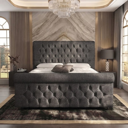 Buckingham Upholstered Ottoman Bed - Graphite Linen