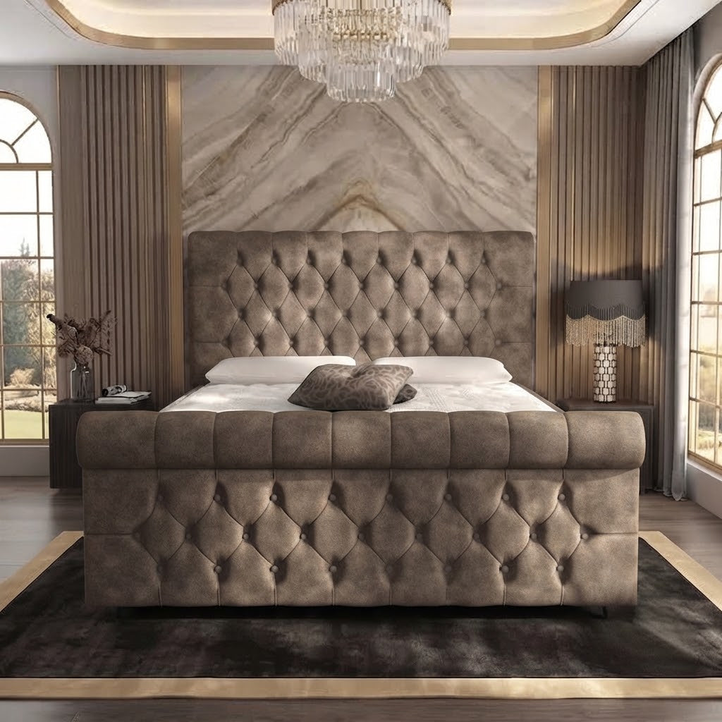 Buckingham Upholstered Ottoman Bed - Clay Wool