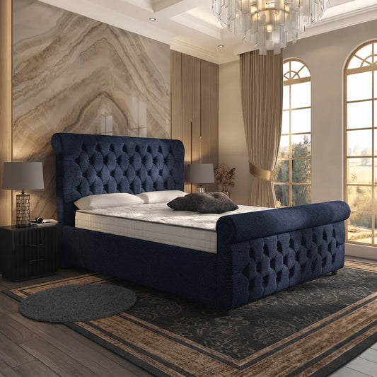 Buckingham Upholstered Ottoman Bed - Midnight Linen
