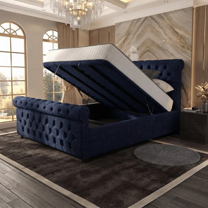 Buckingham Upholstered Ottoman Bed - Midnight Linen