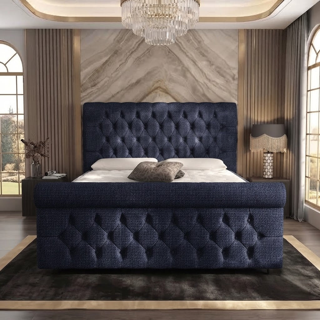 Buckingham Upholstered Ottoman Bed - Midnight Linen