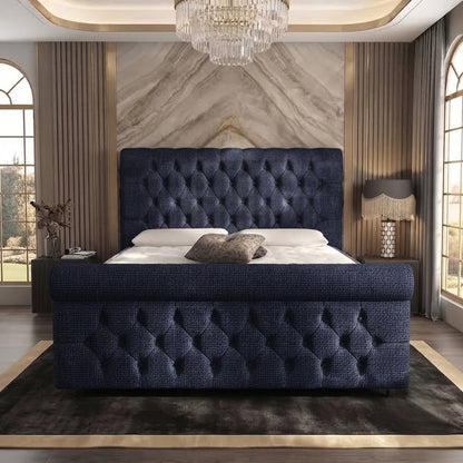 Buckingham Upholstered Ottoman Bed - Midnight Linen
