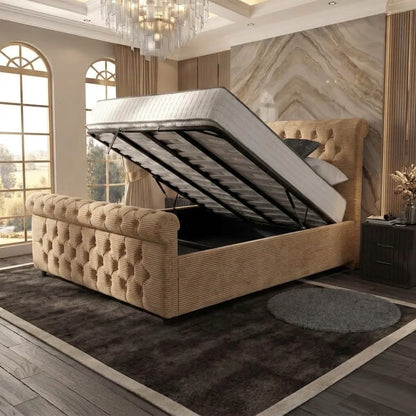 Buckingham Upholstered Ottoman Bed - Mink Chenille