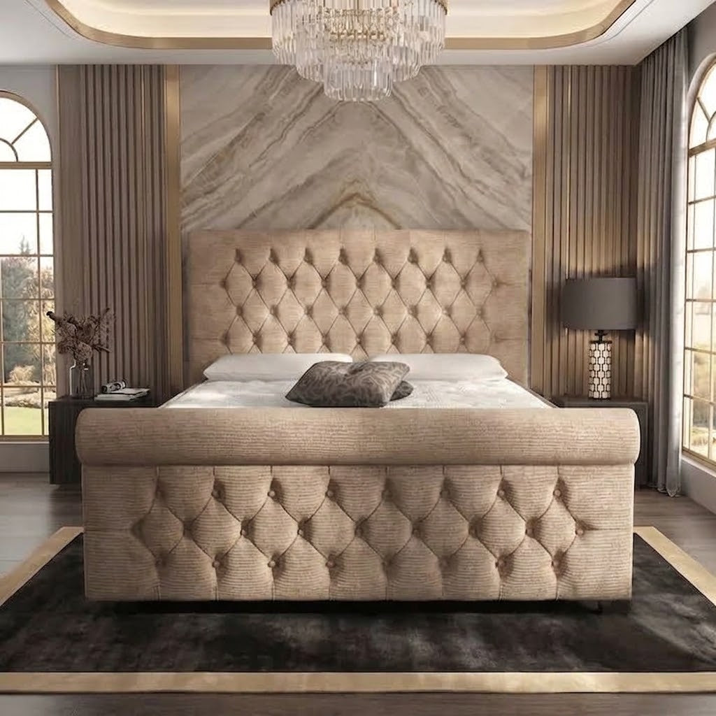 Buckingham Upholstered Ottoman Bed - Mink Chenille